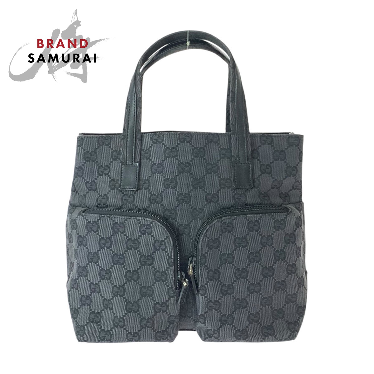 GUCCI グッチ ブラック 黒 シルバー金具 GGキャンバス /レザー 002 1080 002 058 ハンドバッグ トートバッグ レディース 601360 【中古】