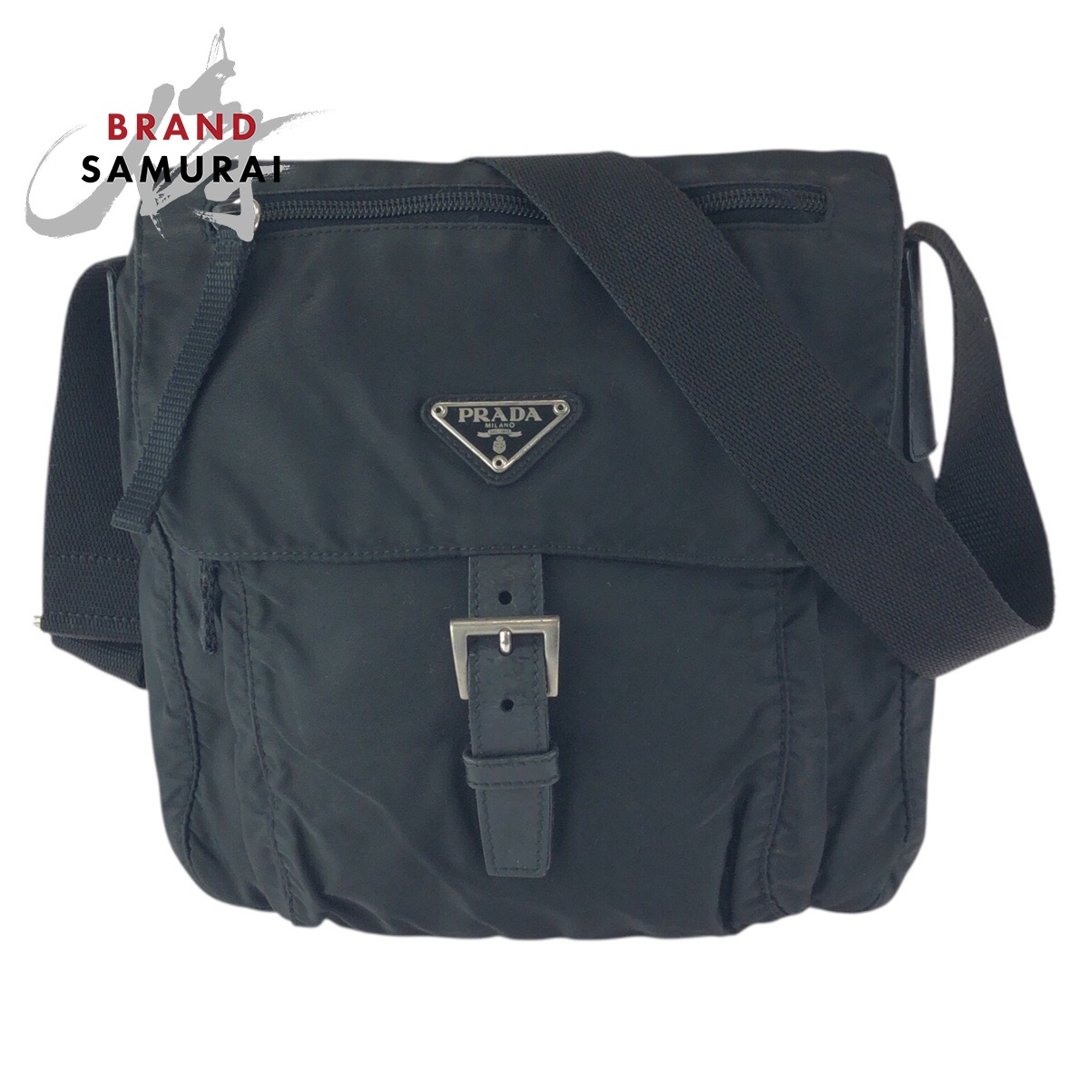 美品 PRADA プラダ テスート 三角形ロゴタイプ一皿 黒いこと 黒 しろがね色金具 ナイロン /なめし革 ショルダーバッグ 飛脚屋御徒面子 レディース 601003 【中古】