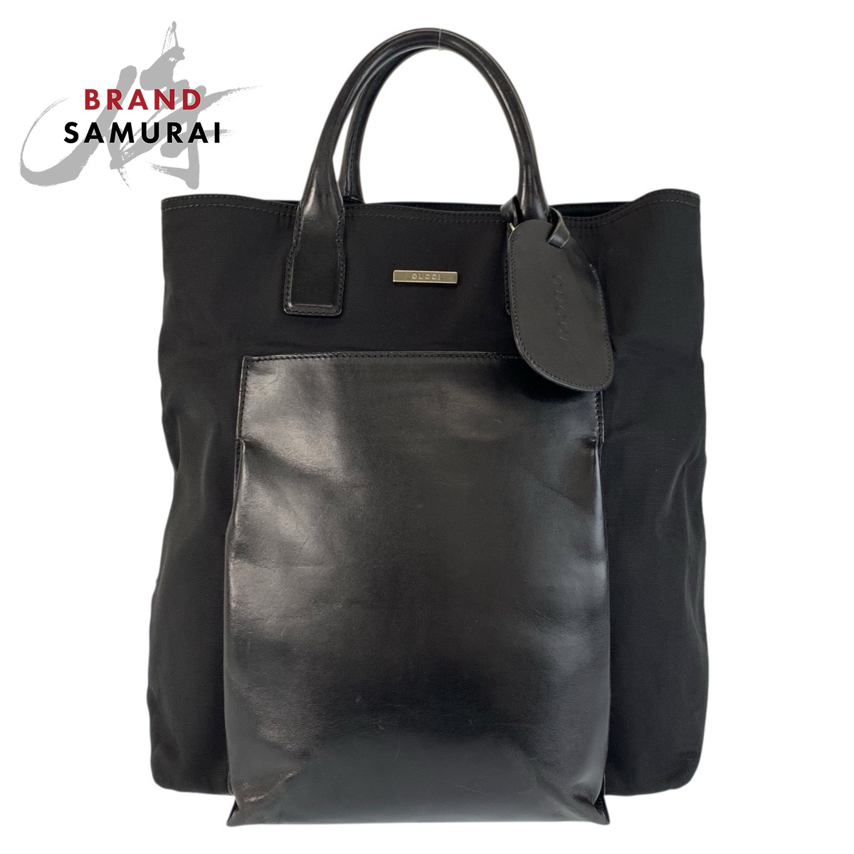 美品 GUCCI グッチ ブラック 黒 ナイロン /レザー 019 2020 0528 06 トートバッグ ハンドバッグ レディース 601335 【中古】