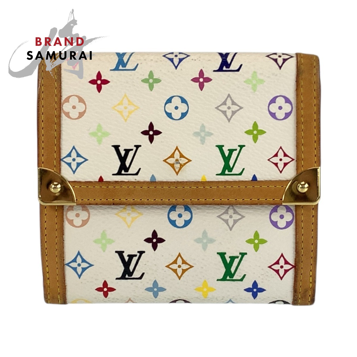 美品 LOUIS VUITTON ルイヴィトン マルチ色つや ポルトモネビエカルトクレディ ブロン 白いこと ゴールド金具 PVC /なめし革 M92983 折紙入れ コンパクトウォレット レディース 601376 【中古】