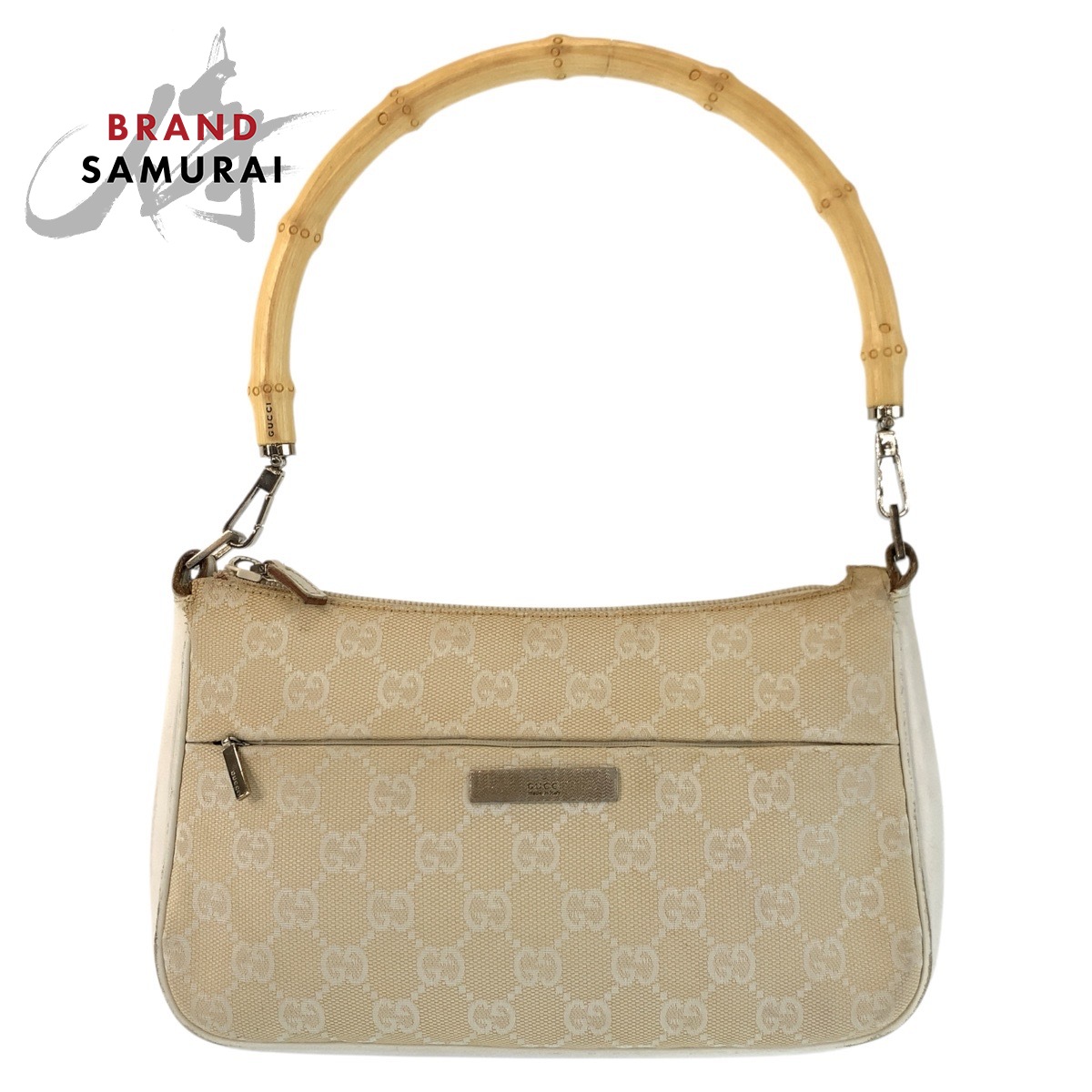 美品 GUCCI グッチ バンブー ベージュ シルバー金具 GGキャンバス /レザー 001 3870 ハンドバッグ レディース 601396 【中古】