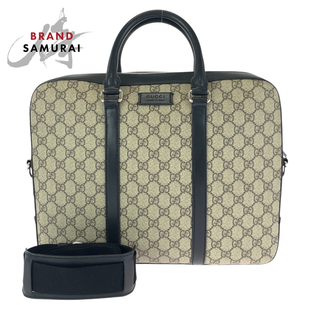 美品 GUCCI グッチ 2way ベージュ 黒いこと しろがね色金具 GGスプリームキャンバス /なめし革 450944 商行為御徒面子 ブリーフ入れもの ショルダーバッグ メンズ 601382 【中古】