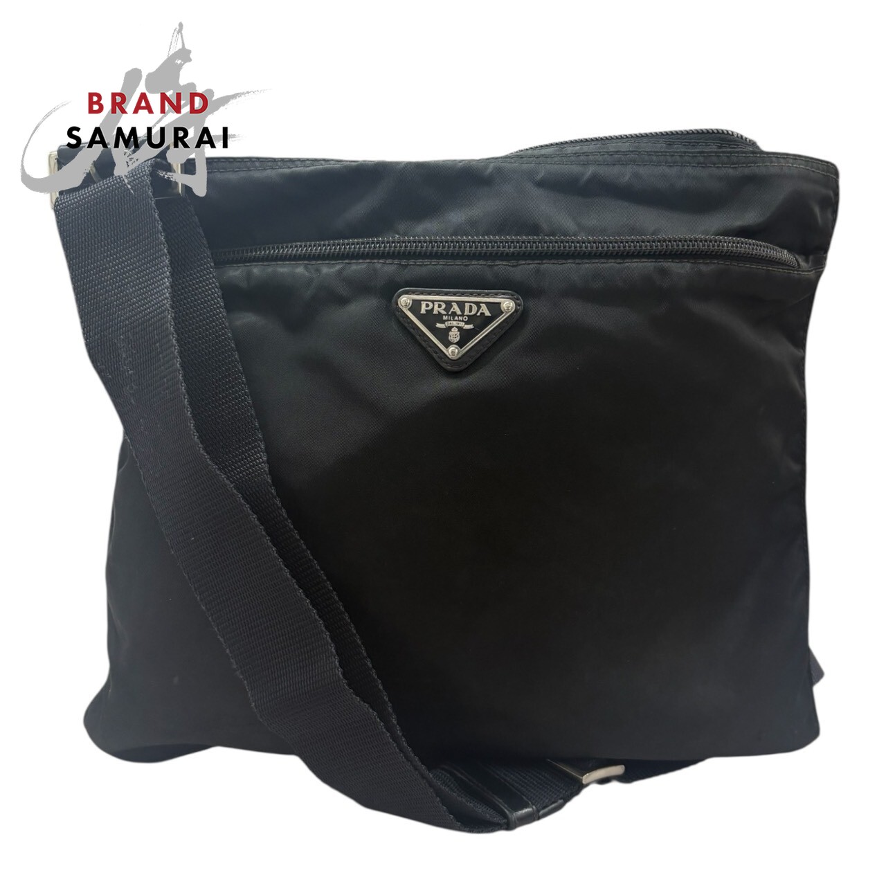 PRADA プラダ テスート 三角ロゴ ブラック シルバー金具 ナイロン ショルダーバッグ レディース S1-00060 【中古】