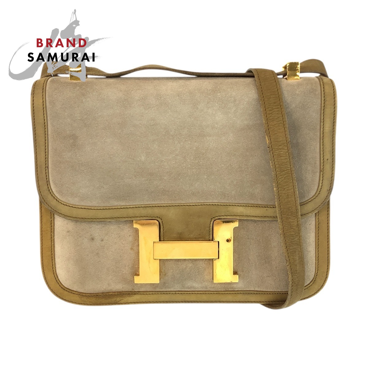 HERMES エルメス ヴィンテージ コンスタンス23 ベージュ カーキ ゴールド金具 ヌバック /ドブリス ショルダーバッグ ハンドバッグ ◯C刻印 レディース 601201 【中古】