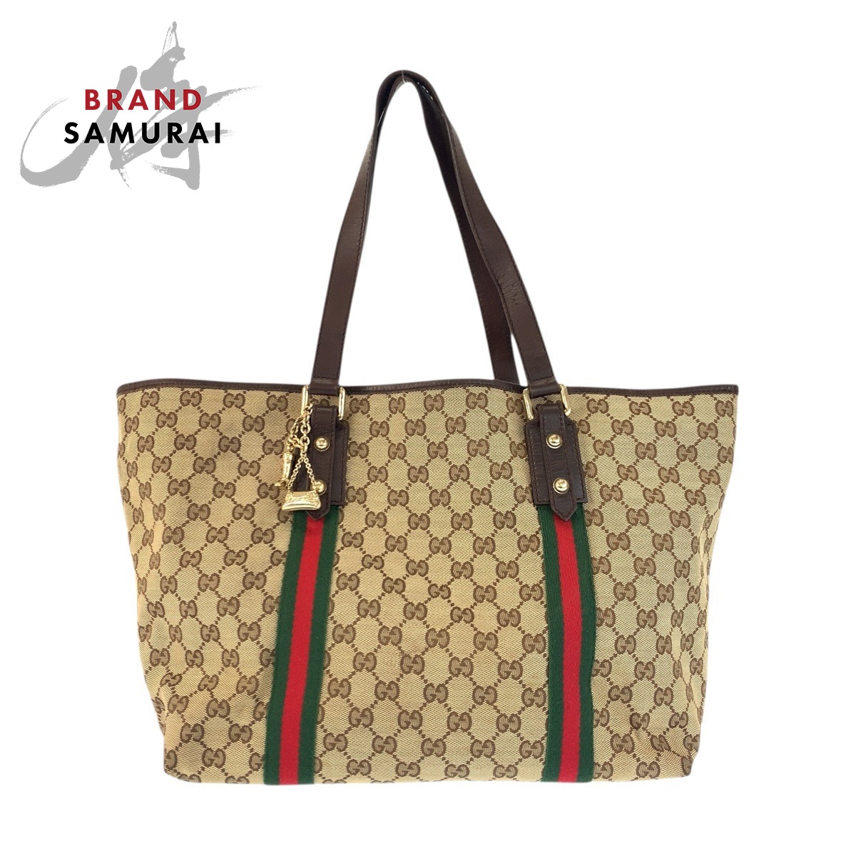 GUCCI グッチ シェリーライン ベージュ ブラウン ゴールド金具 GGキャンバス /レザー 139260 トートバッグ ショルダーバッグ レディース 601301 【中古】