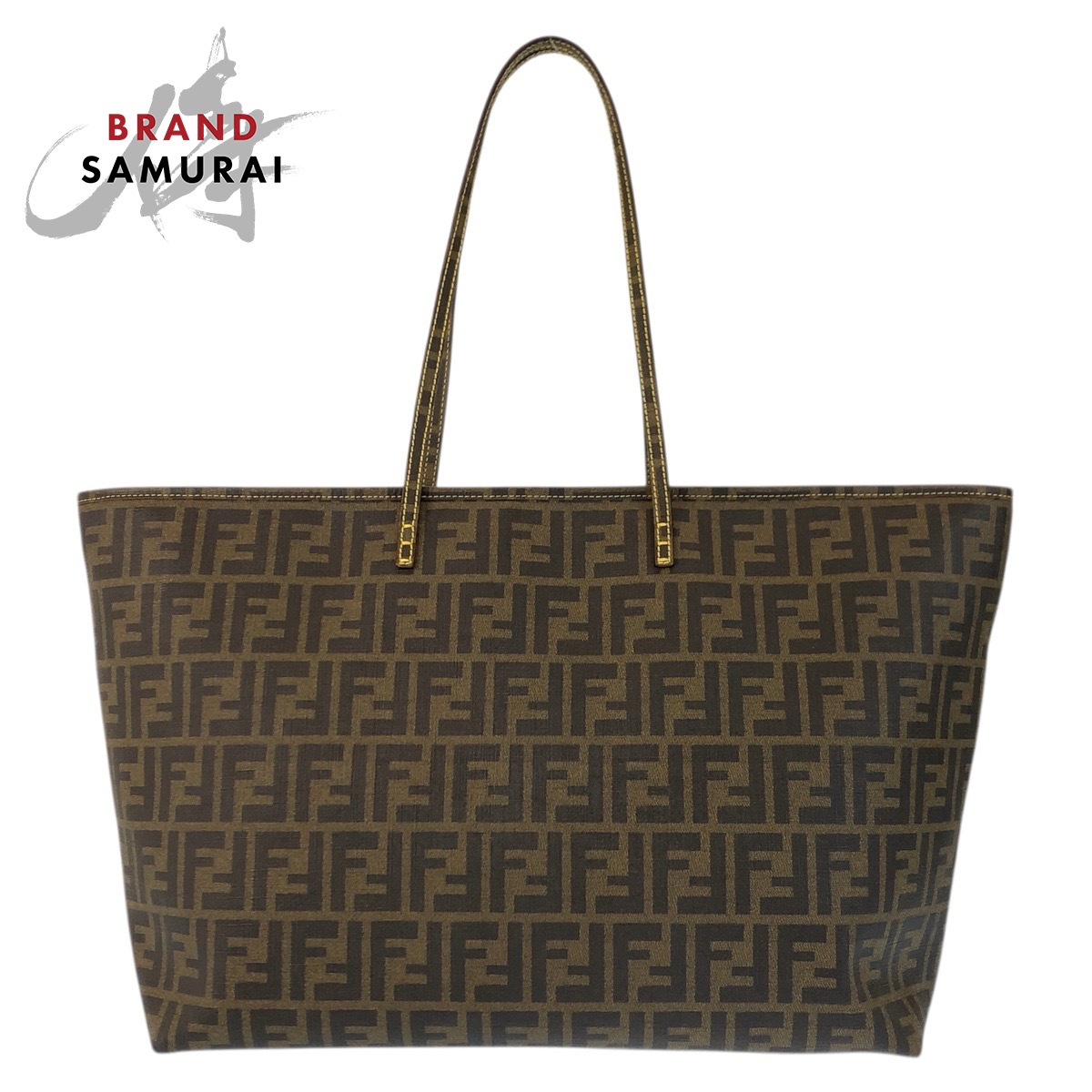 美品 FENDI フェンディ ズッカ ブラウン イエロー ゴールド金具 PVC 8BH199 トートバッグ ショルダーバッグ レディース 601275 【中古】