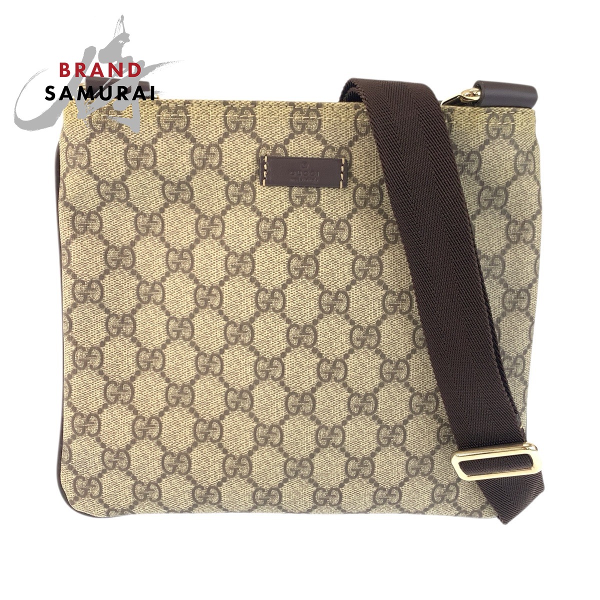 美品 GUCCI グッチ ベージュ ブラウン GGスプリームキャンバス /レザー 201538 ショルダーバッグ ポシェット レディース 601496 【中古】