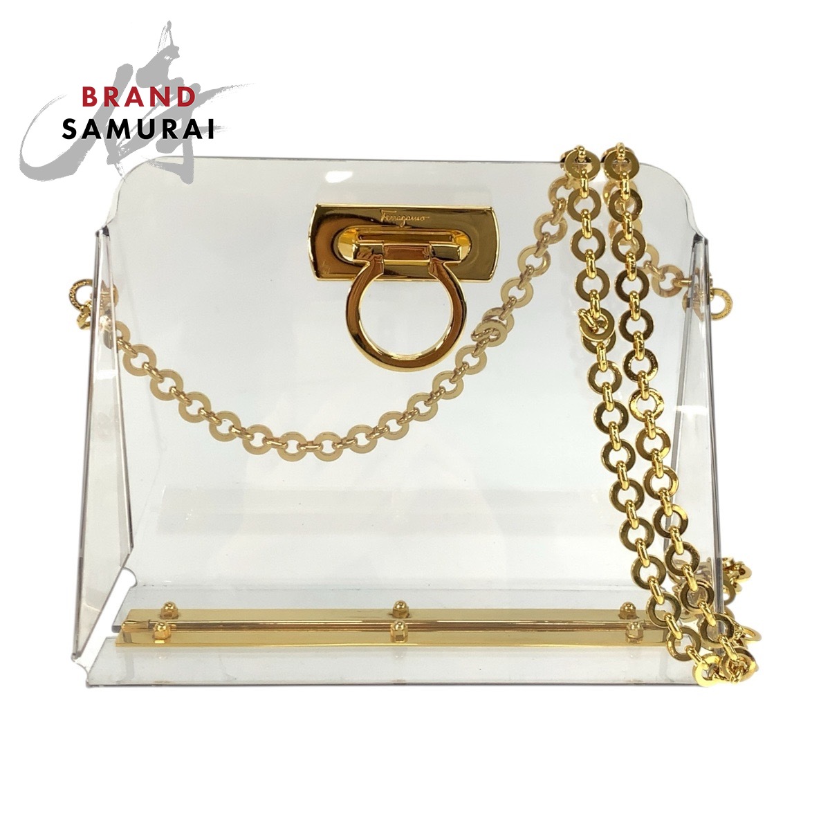 美品 Salvatore Ferragamo サルヴァトーレフェラガモ ガンチーニ 読みやすい ゴールド金具 可塑性物質 チェーン店ショルダーバッグ レディース 601523 【中古】