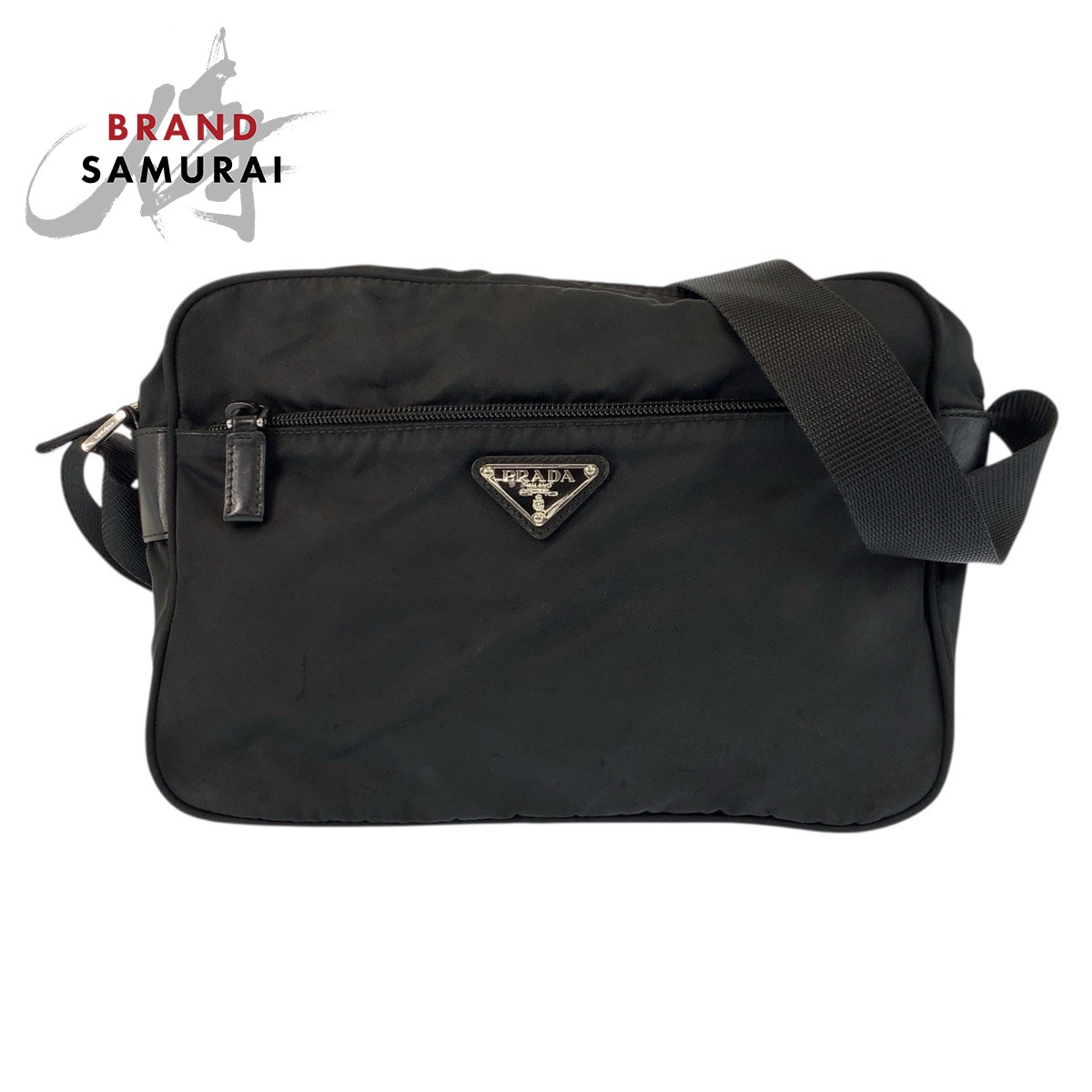 PRADA プラダ テスート ３角形ロゴタイプ一皿 黒いこと 黒 しろがね色金具 ナイロン ショルダーバッグ ポシェット レディース 601293 【中古】