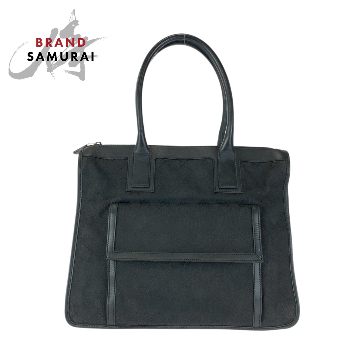 美品 GUCCI グッチ ブラック 黒 シルバー金具 GGキャンバス /レザー 000 0854 トートバッグ ハンドバッグ レディース 601313 【中古】
