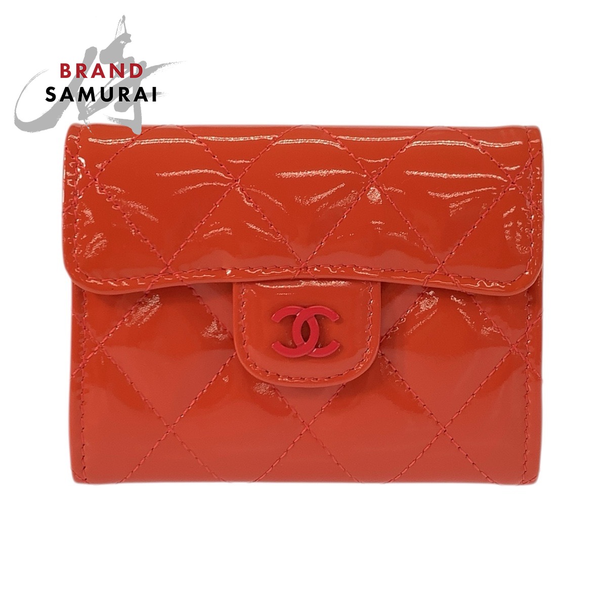 美品 CHANEL シャネル マトラッセ ココマーク オレンジ色 専売特許なめし革 コインケース 歌留多容れもの レディース 601458 【中古】