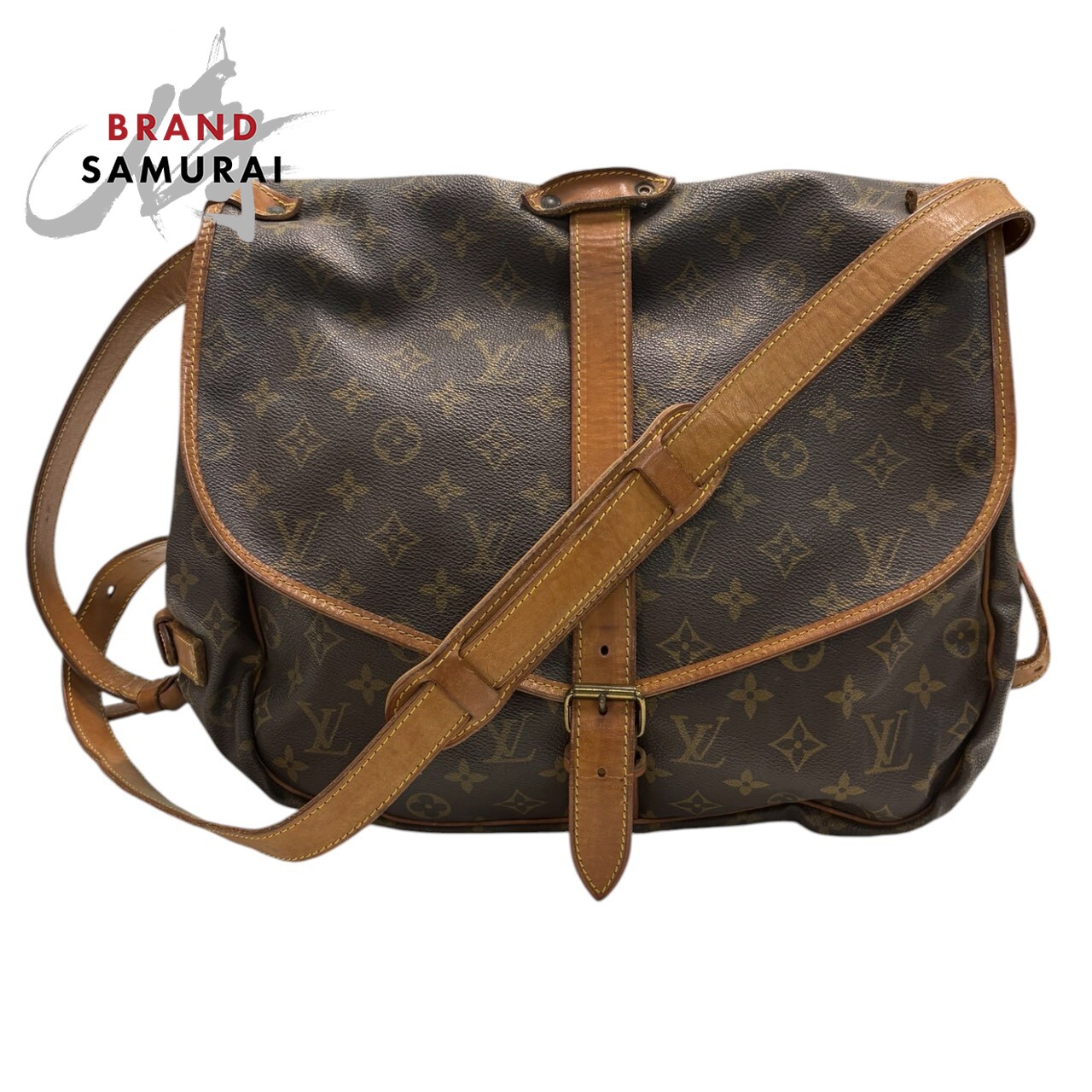 LOUIS VUITTON ルイヴィトン モノグラム ソミュール ブラウン ゴールド金具 PVC /レザー M42254 ショルダーバッグ レディース S1-00076 【中古】｜BRAND SAMURAI