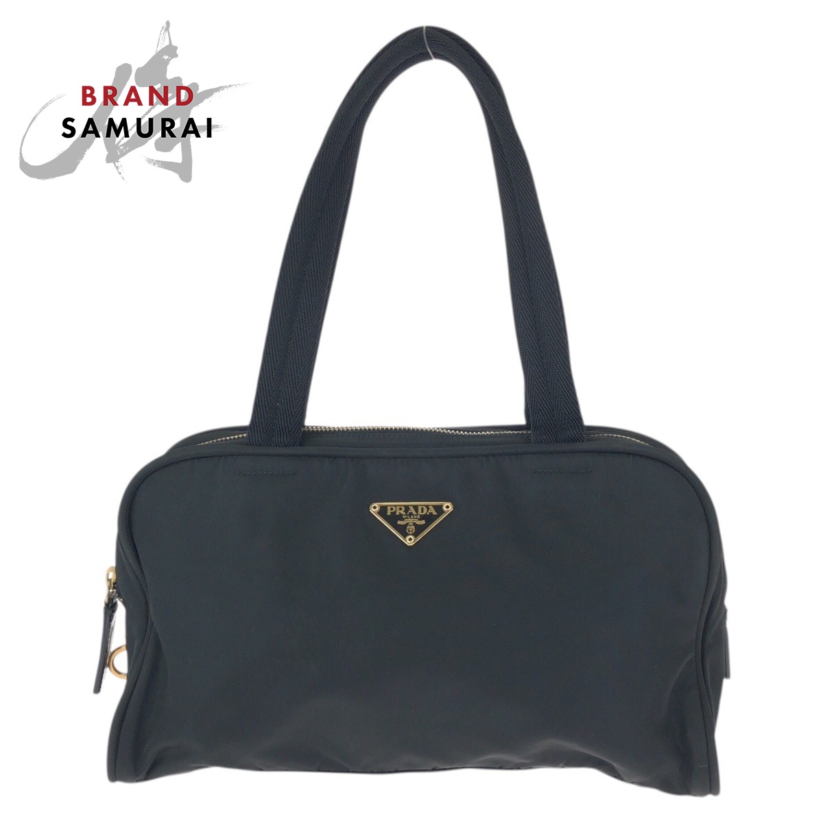 美品 PRADA プラダ テスート 三角ロゴプレート ブラック 黒 ゴールド金具 ナイロン トートバッグ ミニボストンバッグ レディース 601580 【中古】