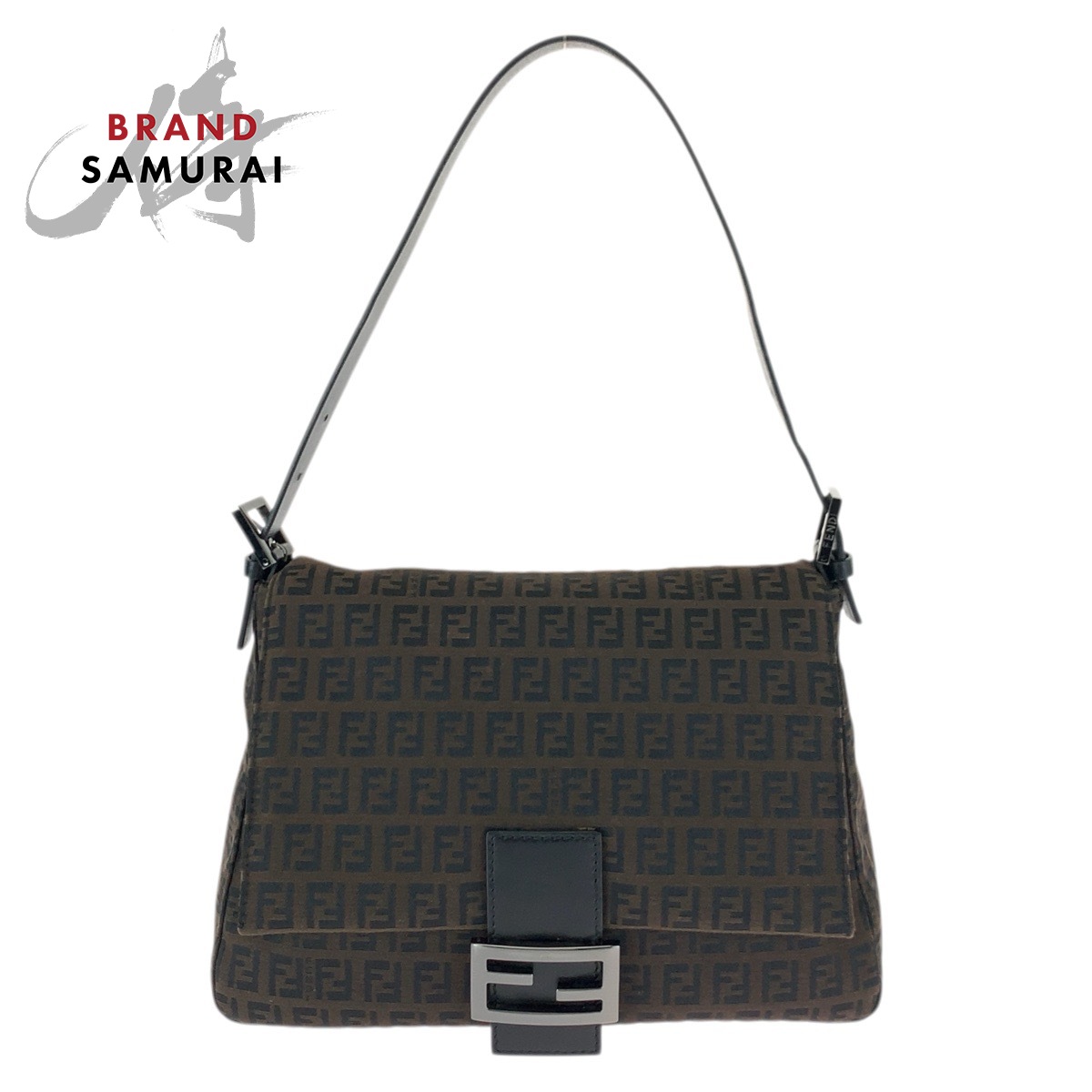美品 FENDI フェンディ ヴィンテージ マンマバケット ズッキーノ ダークブラウン ガンメタ金具 ナイロン /レザー 8BR001 ショルダーバッグ ハンドバッグ レディース 601546 【中古】