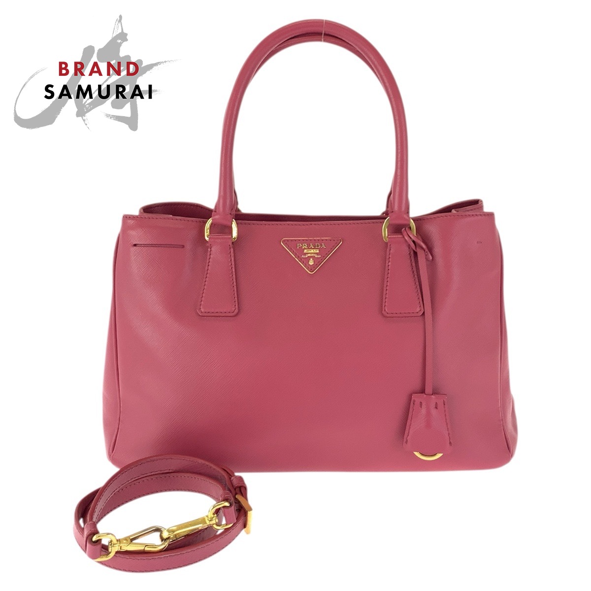 美品 PRADA プラダ サフィアーノ ガレリア 三角ロゴプレート 2way