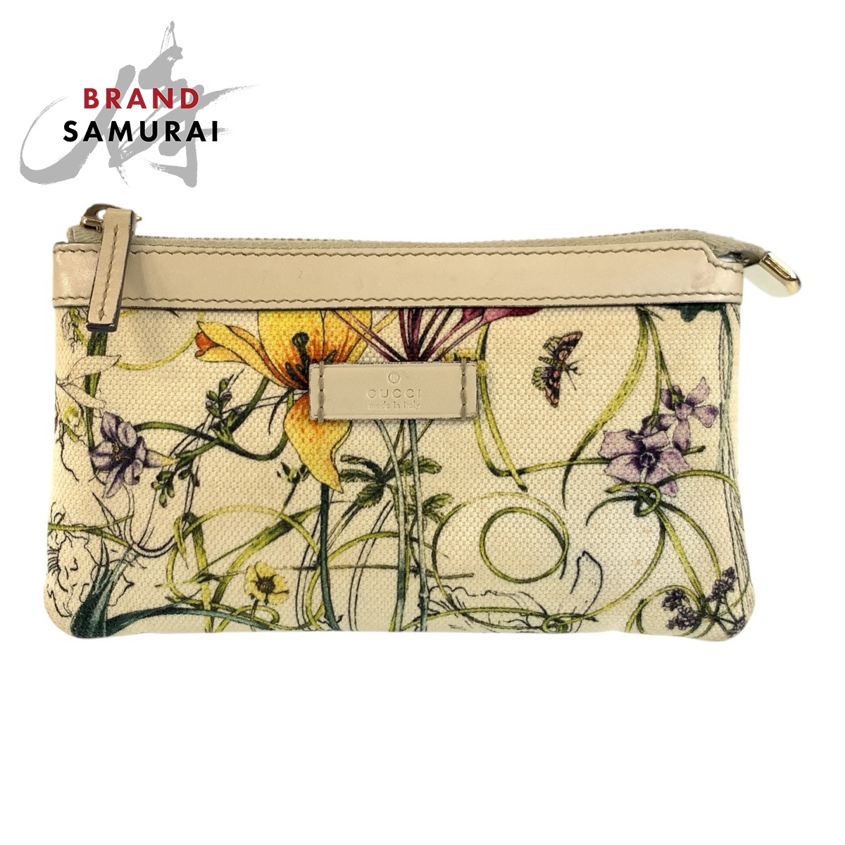 美品 GUCCI グッチ 植物相 象牙色 ゴールド金具 帆布 282070 車寄せ 小入れもの レディース 601562 【中古】