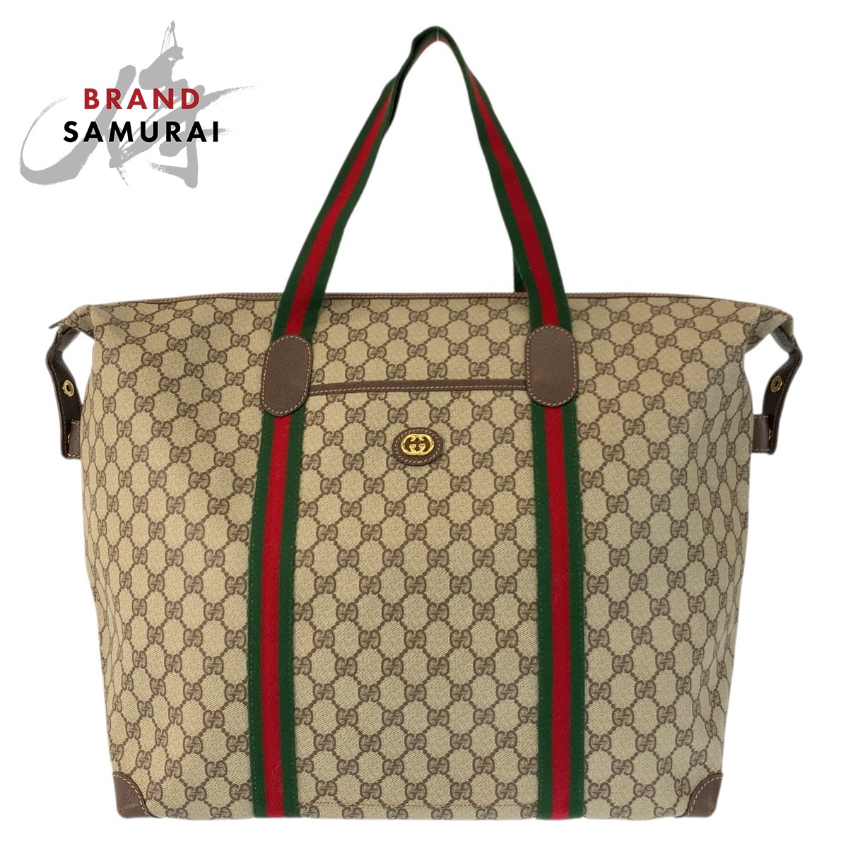 美品 GUCCI グッチ ヴィンテージ シェリーライン ベージュ ブラウン GGスプリームキャンバス 012 39 6211 ボストンバッグ トートバッグ レディース 601692 【中古】｜BRAND SAMURAI 42,952円