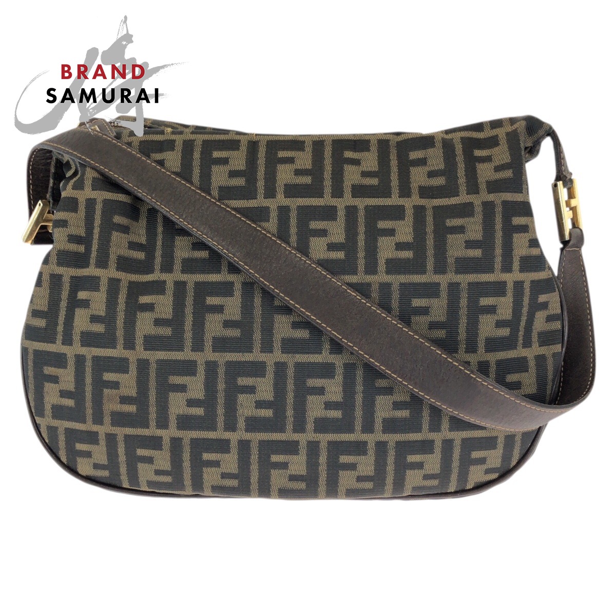 FENDI フェンディ ズッカ うす暗い赤銅色 ゴールド金具 帆布 /なめし革 ショルダーバッグ 伝達人御徒面子 レディース 601557 【中古】