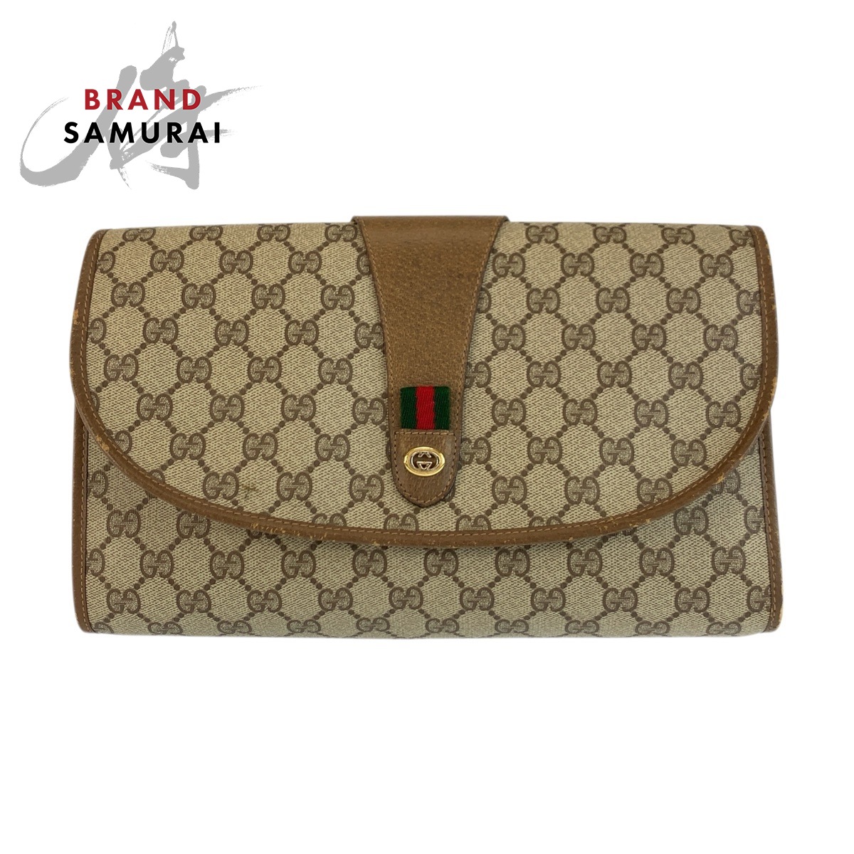 GUCCI グッチ シェリー酒伝達ルート ベージュ 赤銅色 GGスプリームキャンバス 89 01 031 クラッチペダル御徒面子 二つ目御徒面子 メンズ 601725 【中古】