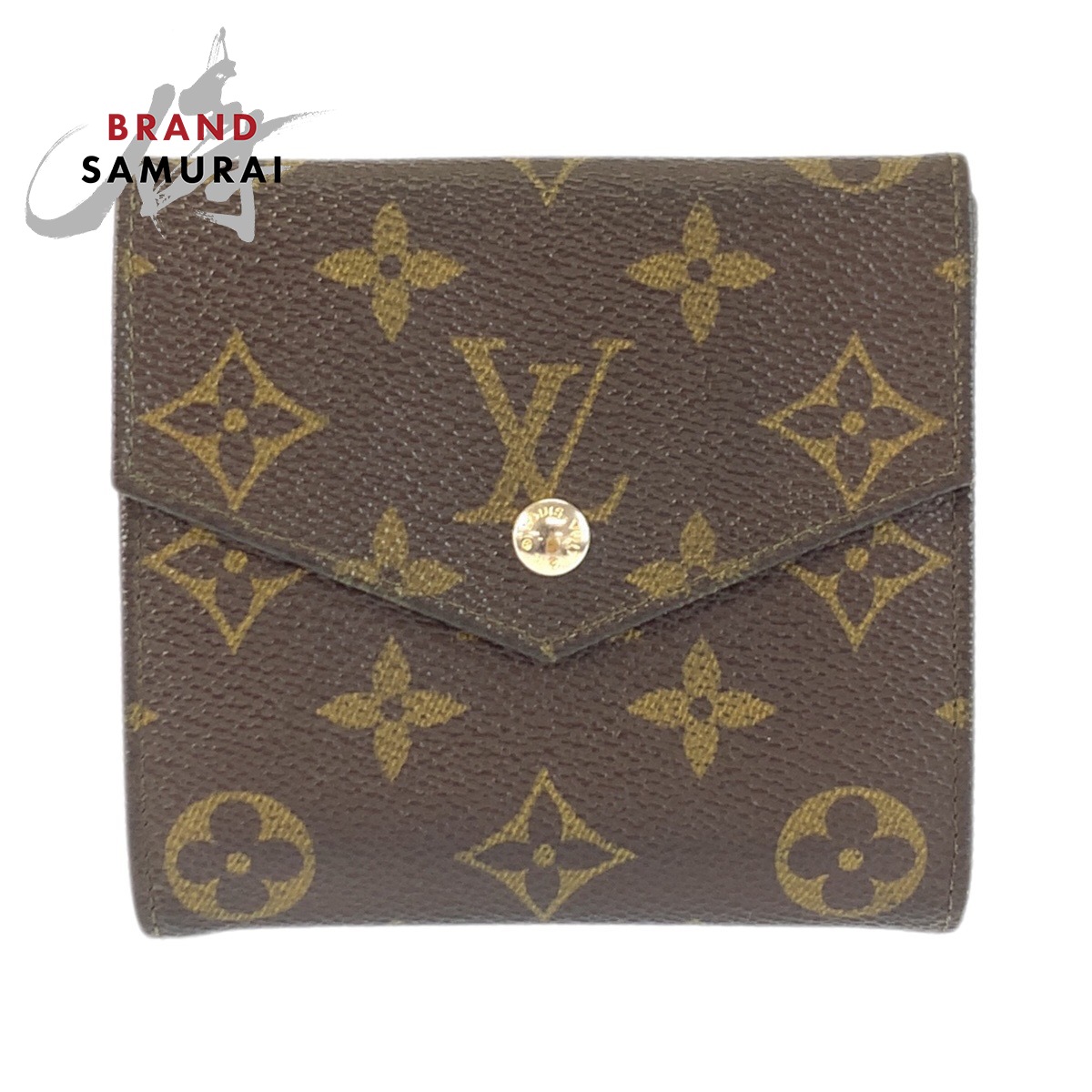 LOUIS VUITTON ルイヴィトン モノグラム ポルトモネビエ カルトクレディ ブラウン ゴールド金具 PVC M61660 折り財布 コンパクトウォレット レディース 601760 【中古】