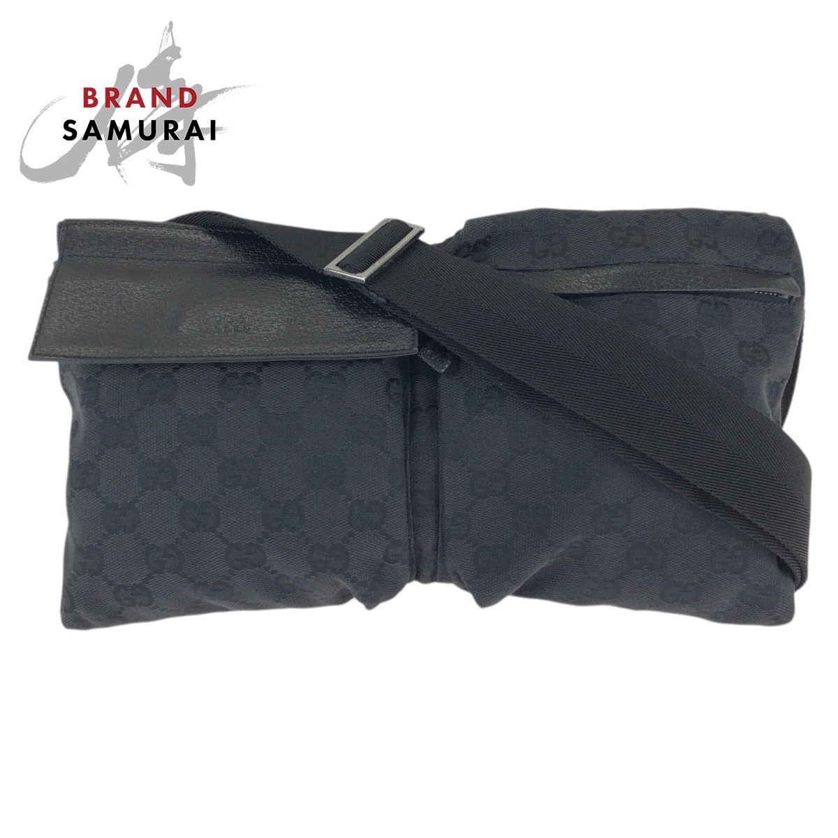 美品 GUCCI グッチ 黒いこと 黒 しろがね色金具 GG帆布 /なめし革 28566 上半身御徒面子 バムバッグ ショルダーバッグ 男女兼用 レディース 601635 【中古】