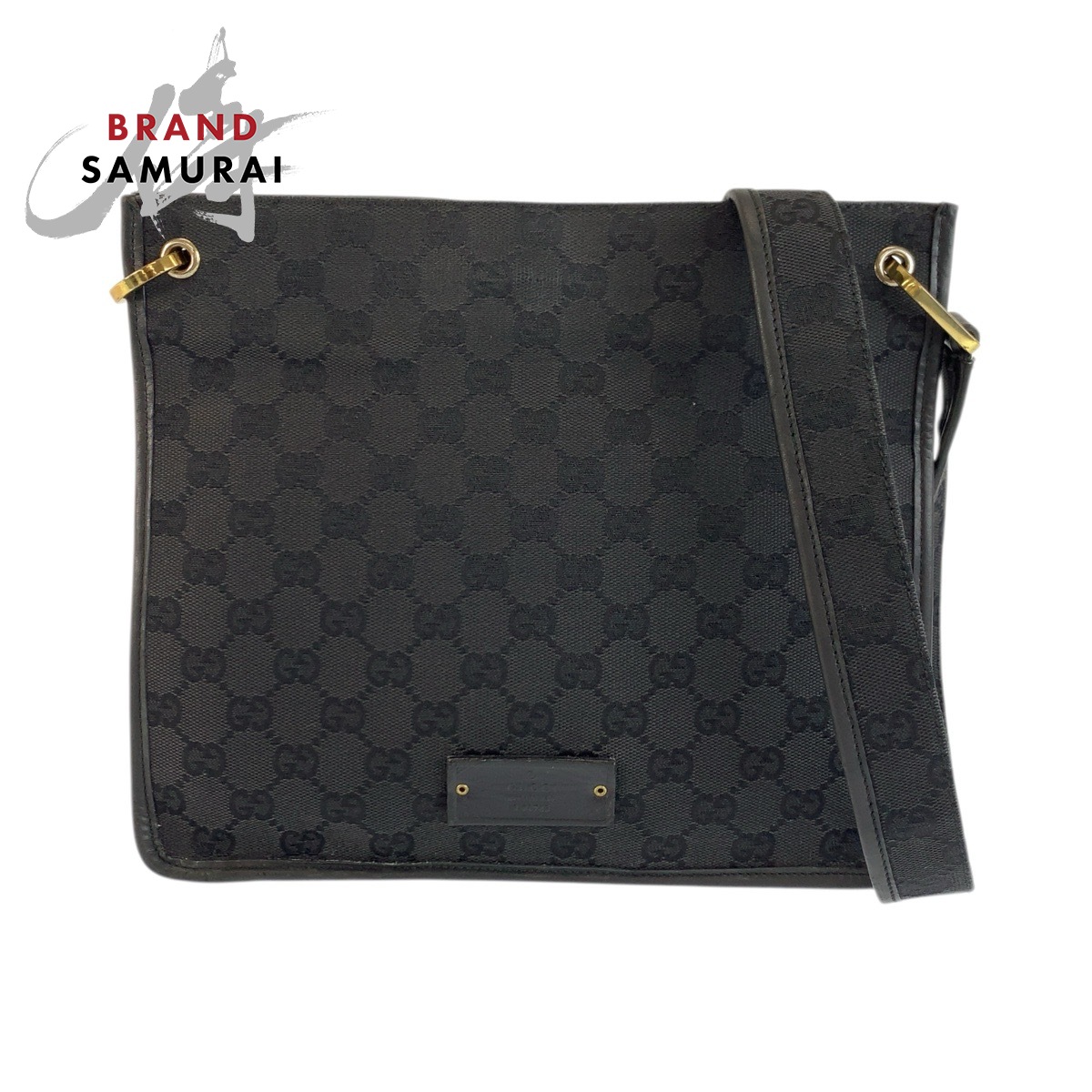 GUCCI グッチ 黒いこと 黒 ゴールド金具 GG帆布 /なめし革 01762 ショルダーバッグ 飛脚屋御徒面子 レディース 601658 【中古】