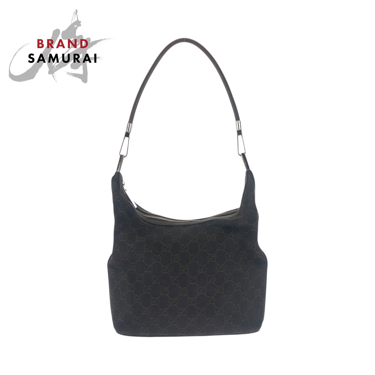 美品 GUCCI グッチ ブラウン ダークブラウン シルバー金具 GGキャンバス /レザー 01234 ショルダーバッグ ハンドバッグ レディース 601491 【中古】|BRAND SAMURAI