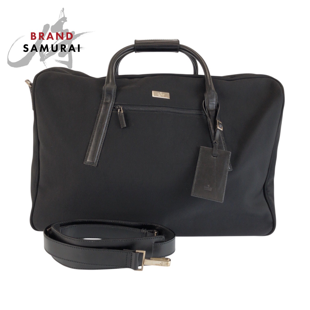 美品 GUCCI グッチ 黒いこと 黒 しろがね色金具 帆布 /なめし革 012 0398 12 ボストンバッグ 男女兼用 ショルダーバッグ 2WAY メンズ 601735 【中古】