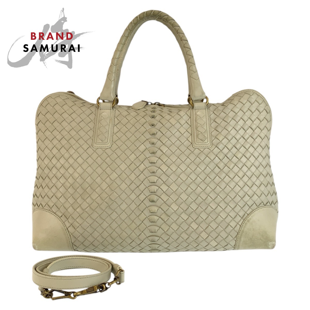 BOTTEGAVENETA ボッテガヴェネタ イントレチャート アイボリー ゴールド金具 レザー 194403 VFEDO 9541 ハンドバッグ ショルダーバッグ レディース 601747 【中古】｜BRAND SAMURAI 23,857円