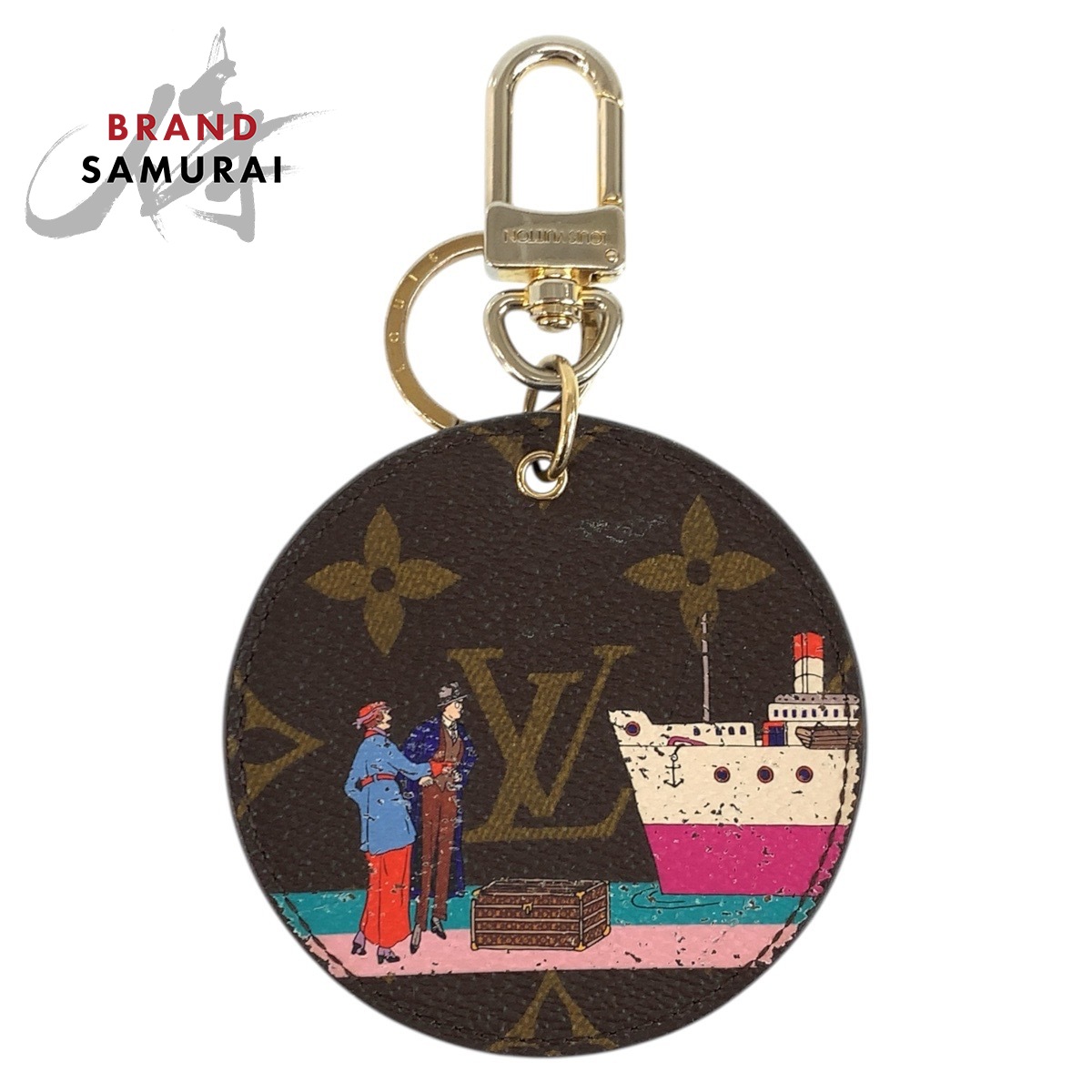 LOUIS VUITTON ルイヴィトン モノグラム ポルト クレ イリュストレ エヴァジオン ブラウン ゴールド金具 PVC M61932 キーホルダー バッグチャーム レディース 601778 【中古】