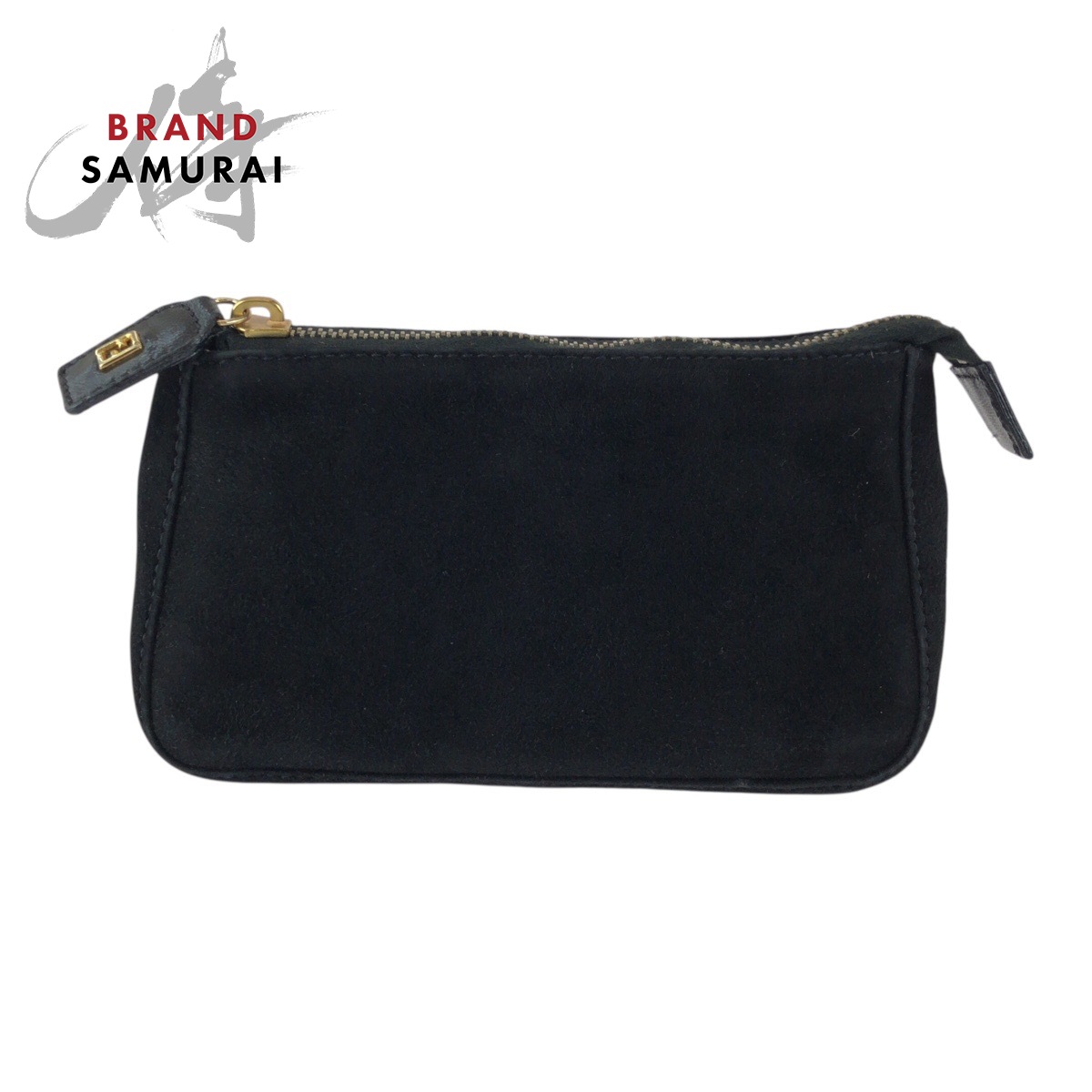 美品 FENDI フェンディ ヴィンテージ ブラック 黒 ゴールド金具 ヌバック 26387 ポーチ メイクポーチ 小物入れ レディース 601934 【中古】｜BRAND SAMURAI