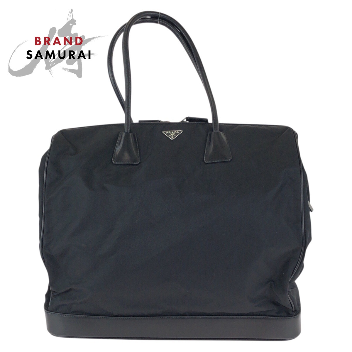 美品 PRADA プラダ テスート 三角ロゴプレート ブラック 黒 シルバー金具 ナイロン /レザー トートバッグ ハンドバッグ レディース 601716 【中古】|BRAND SAMURAI