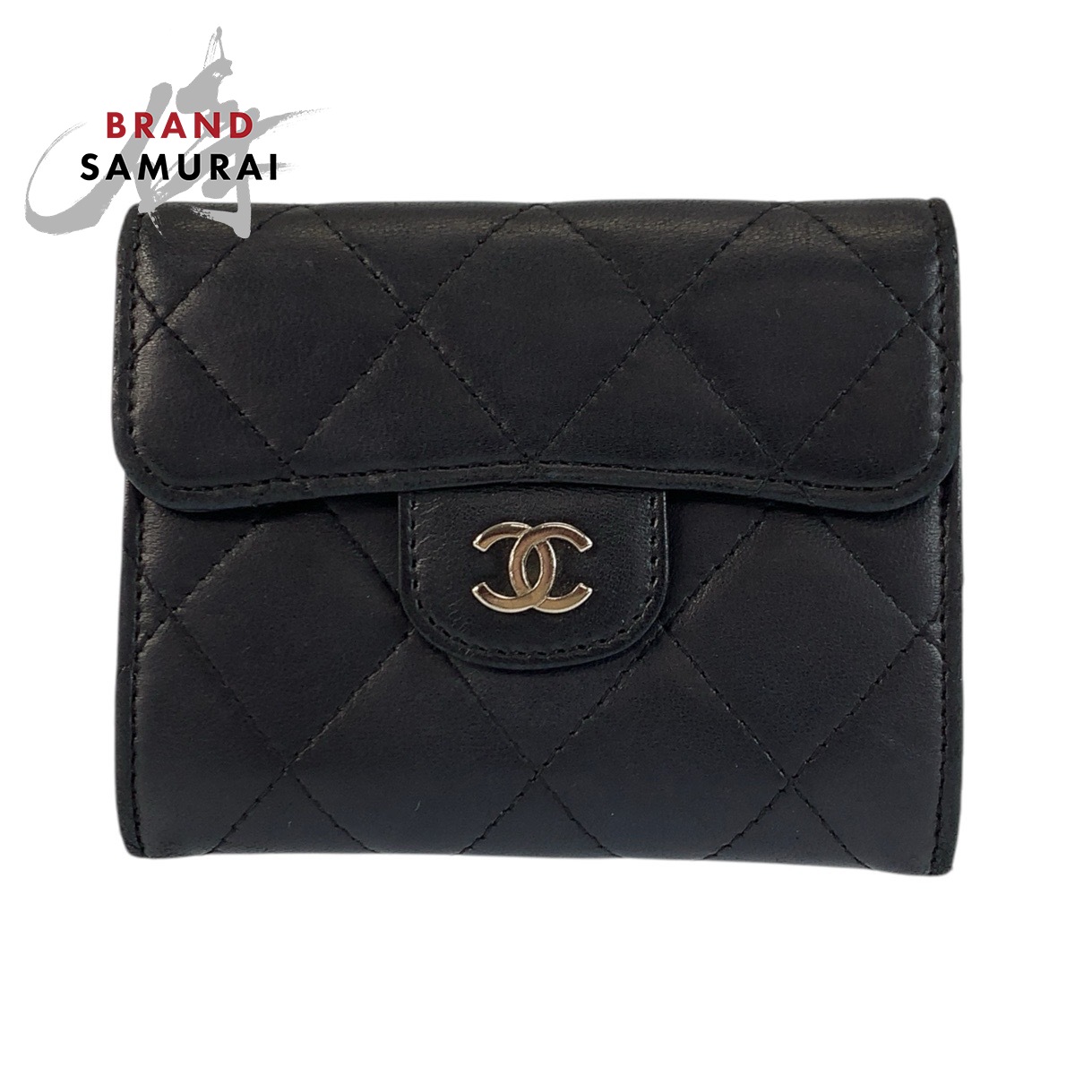 CHANEL シャネル マトラッセ 黒いこと 黒 しろがね色金具 なめし革 コインケース 御釣り入れ レディース 601864 【中古】