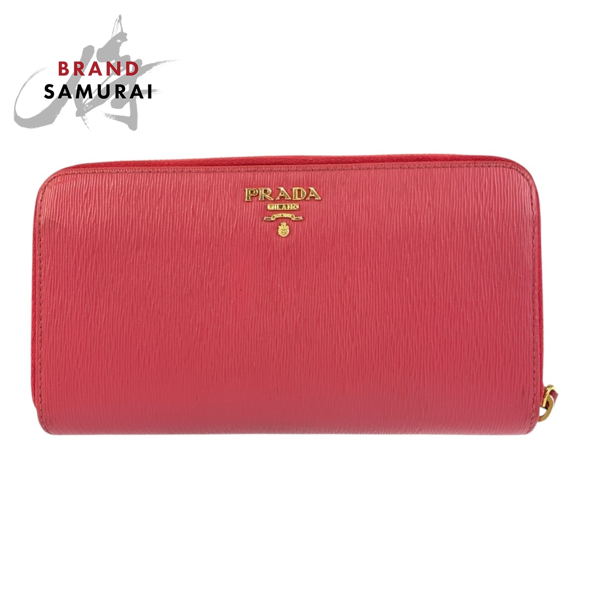 美品 PRADA プラダ サフィアーノ サクラ色 ゴールド金具 なめし革 長札入れ ロングウォレット レディース 601944 【中古】