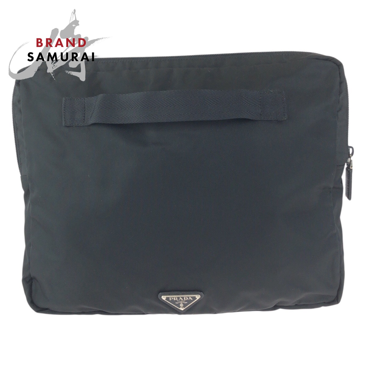 美品 PRADA プラダ テスート 三角形ロゴタイプ一皿 黒いこと 黒 しろがね色金具 ナイロン クラッチペダル御徒面子 マイコン入れもの 男女兼用 レディース 602113 【中古】