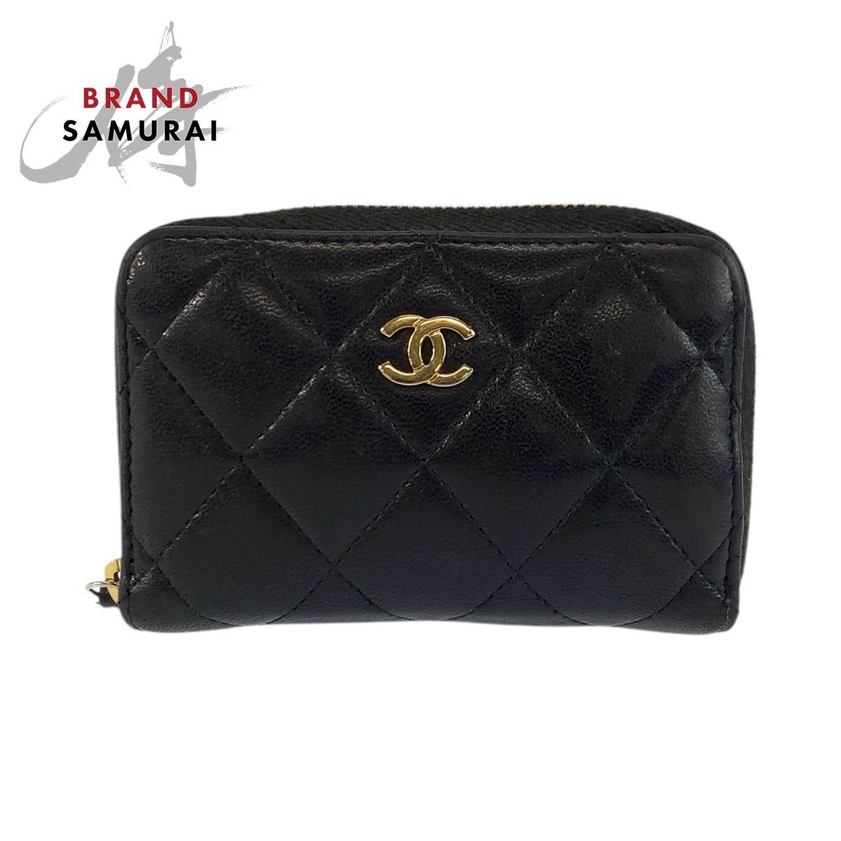 美品 CHANEL シャネル マトラッセ 古典派音楽 ジップコインパース 黒いこと 黒 ゴールド金具 なめし革 コインケース 歌留多入れもの レディース 601920 【中古】