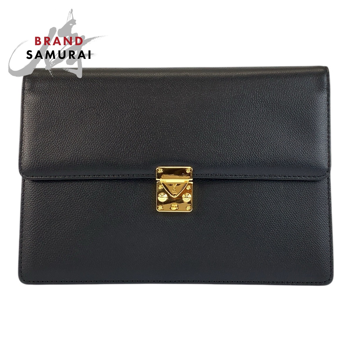 美品 YVES SAINT LAURENT 前日 サンローラン ヴィンテージ YSL 黒いこと 黒 ゴールド金具 なめし革 クラッチペダル御徒面子 2塁手御徒面子 メンズ 602266 【中古】