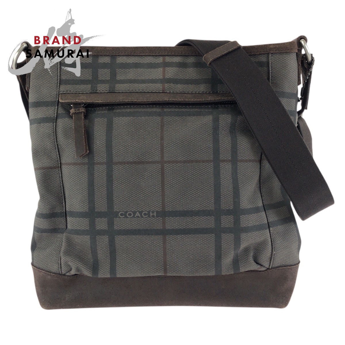 美品 COACH コーチ職 カムデン タッタソール うす暗い赤銅色 しろがね色金具 帆布 /スウェード F70935 ショルダーバッグ 飛脚屋御徒面子 レディース 600305 【中古】