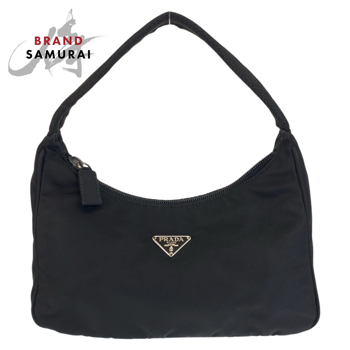 PRADA プラダ テスート 三角ロゴプレート ブラック 黒 シルバー金具 ナイロン ハンドバッグ アクセサリーポーチ レディース 602310 【中古】|BRAND SAMURAI