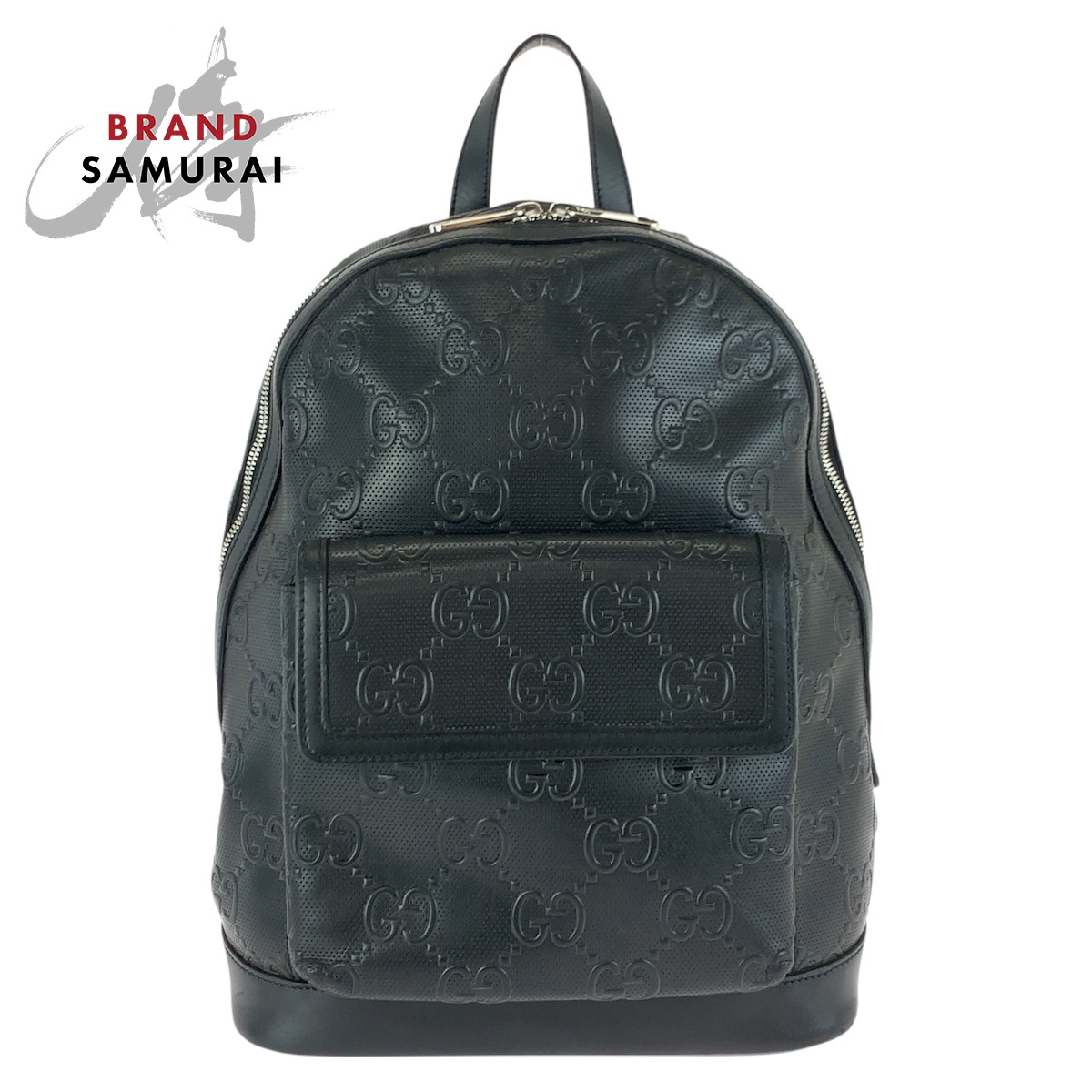 GUCCI グッチ GGエン主任者 黒いこと 黒 しろがね色金具 なめし革 658579 背嚢 うしろ側容器に並べる メンズ 601569 【中古】