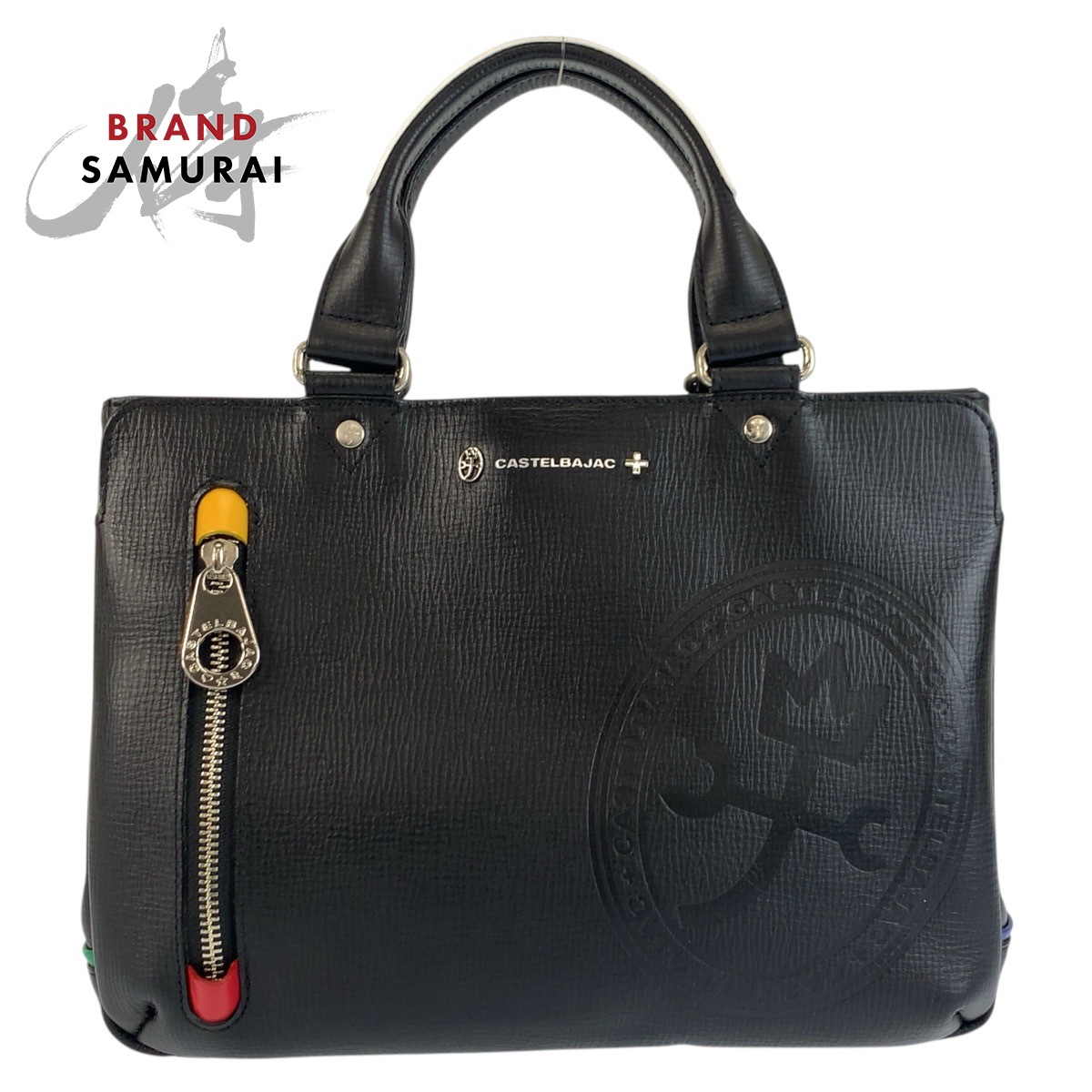 美品 JC de CASTELBAJAC カステルバジャック ドライビングトート 黒いこと 黒 しろがね色金具 なめし革 トートバッグ ハンドバック メンズ 602287 【中古】