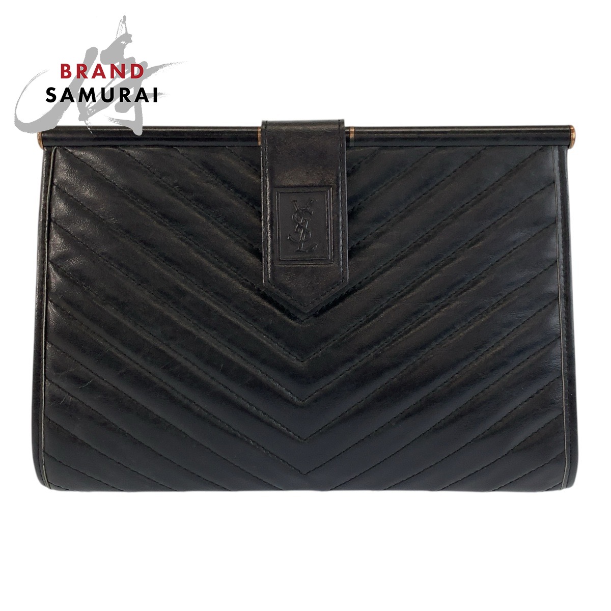 美品 YVES SAINT LAURENT 前日 サンローラン ヴィンテージ YSL 黒いこと 黒 なめし革 クラッチペダル御徒面子 レディース 602299 【中古】