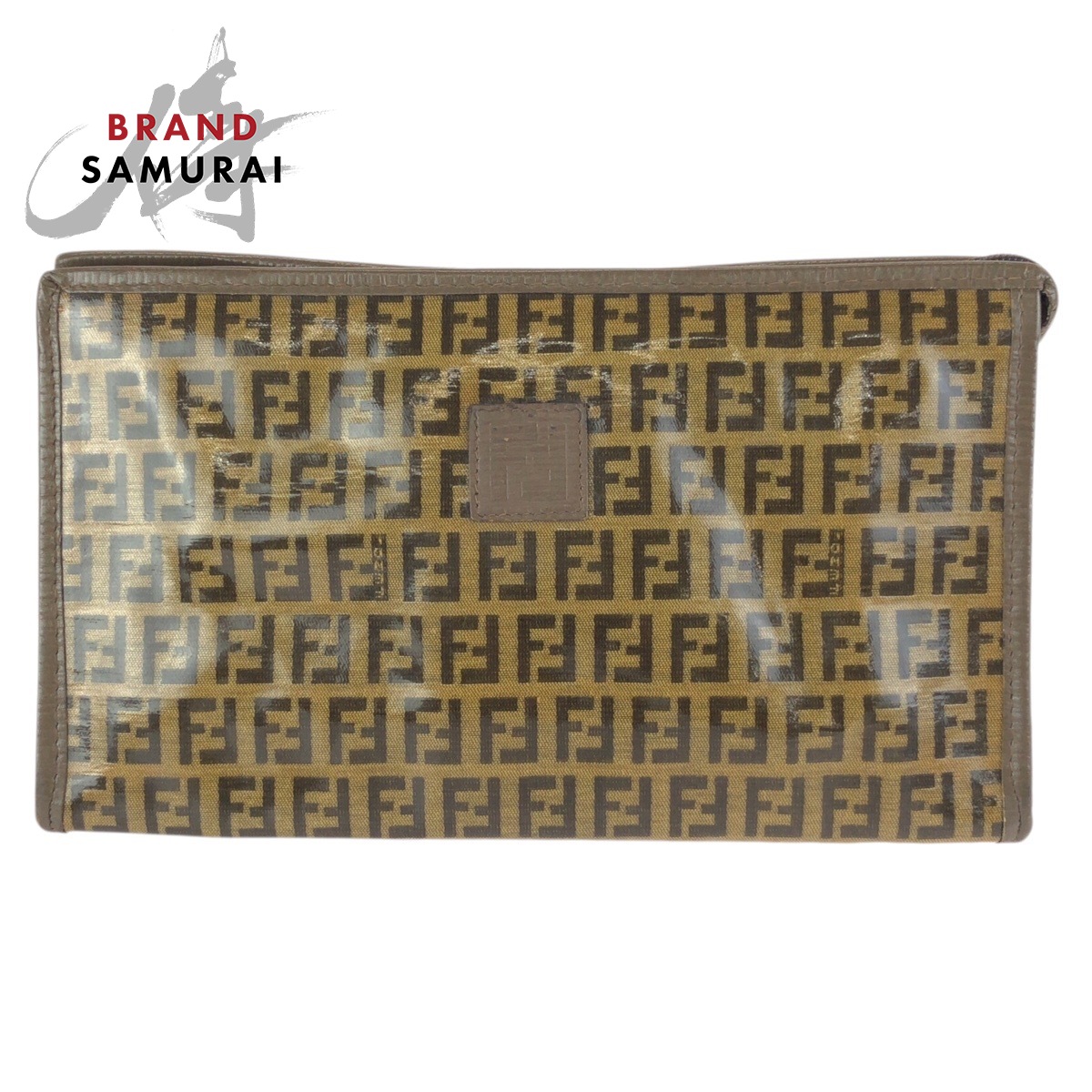 美品 FENDI フェンディ ズッキーノ 赤銅色  PVC /なめし革 クラッチペダル御徒面子 二つ目御徒面子 男女兼用 メンズ 602285 【中古】