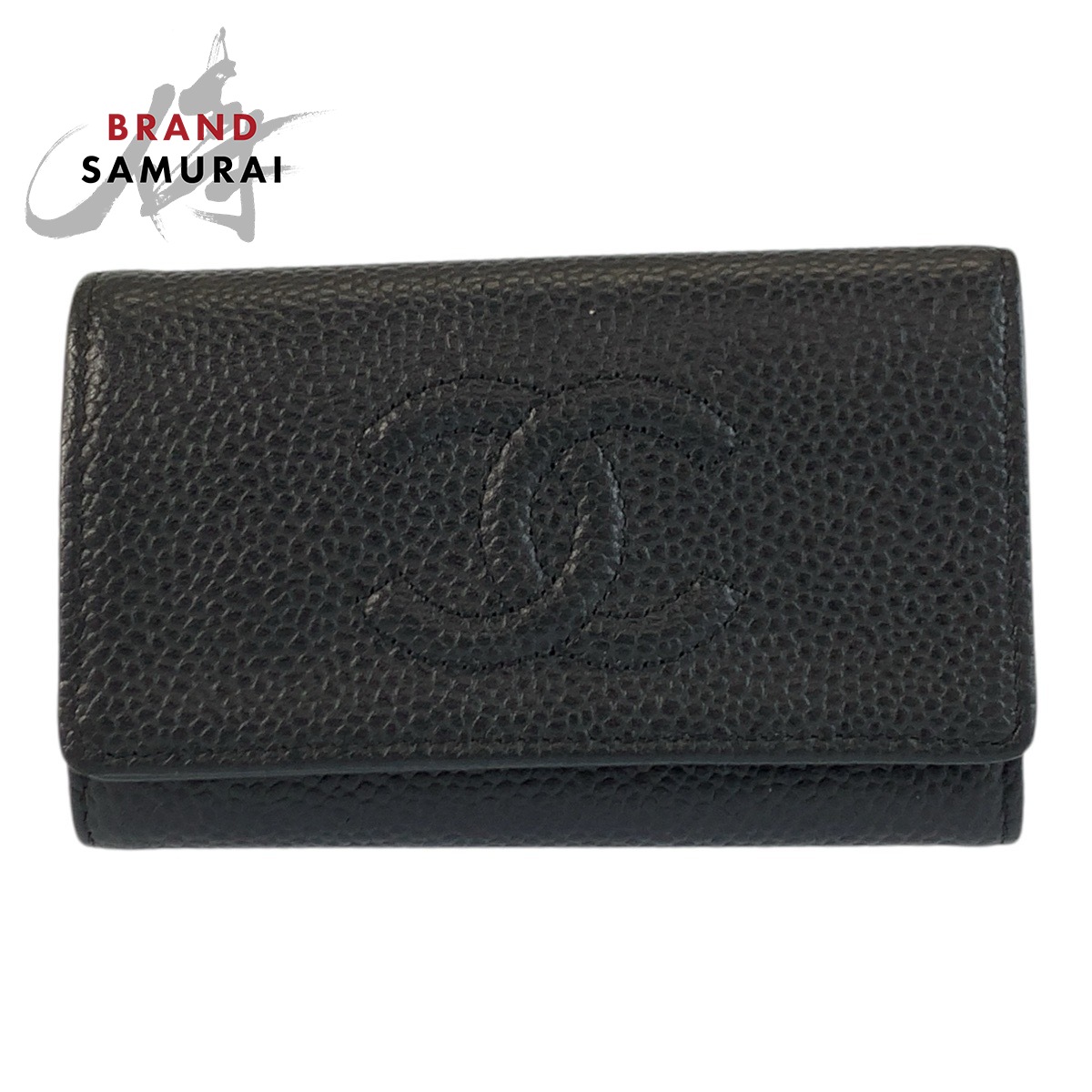 美品 CHANEL シャネル ココマーク 黒いこと 黒 しろがね色金具 なめし革 足懸かり入れもの 6連 レディース 602438 【中古】