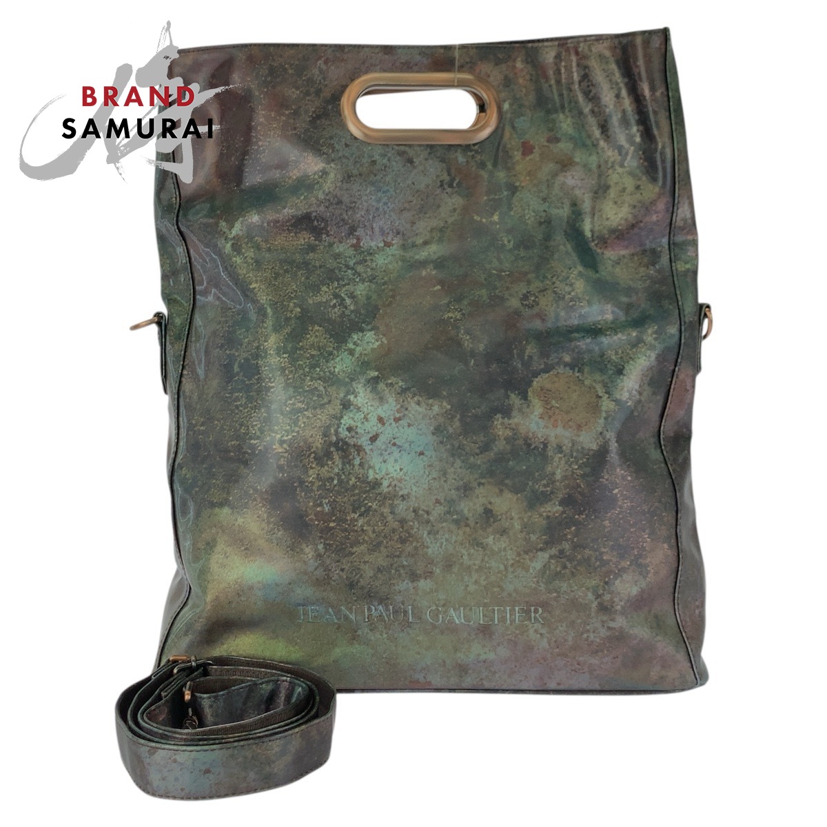 美品 Jean Paul Gaultier ジャン極点 ゴルチェ ヴィンテージ Vサイバー ２way マルチ色つや PVC ショルダーバッグ ハンドバック メンズ 602394 【中古】