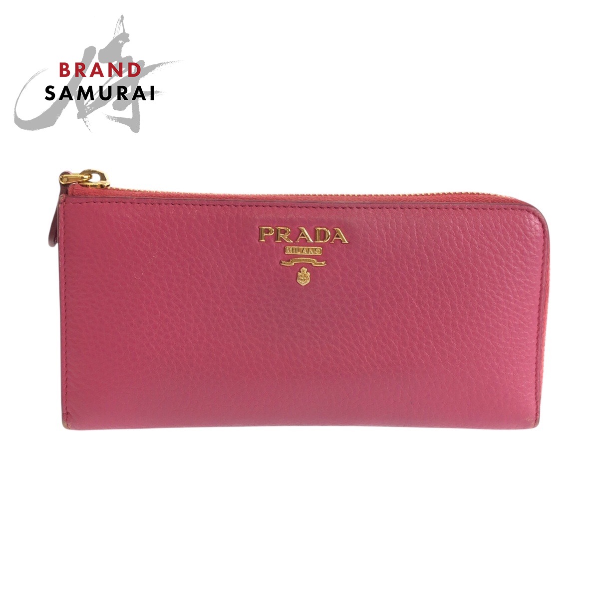 美品 PRADA プラダ サフィアーノ サクラ色 ゴールド金具 なめし革 1M1183 長札入れ ロングウォレット レディース 602570 【中古】