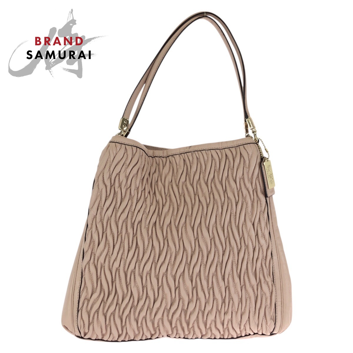 美品 COACH コーチ マディソン ギャザード ツイスト レザー フィービー ピンク ゴールド金具 レザー 26258 ショルダーバッグ トートバッグ レディース 602659 【中古】|BRAND SAMURAI