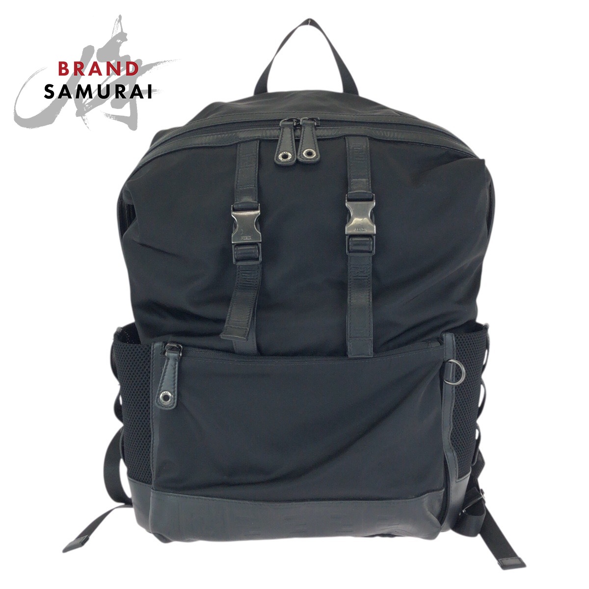美品 FENDI フェンディ ズッカ 黒いこと 黒 しろがね色金具 ナイロン /なめし革 7VZ038 背嚢 うしろ側容器に並べる レディース 602442 【中古】