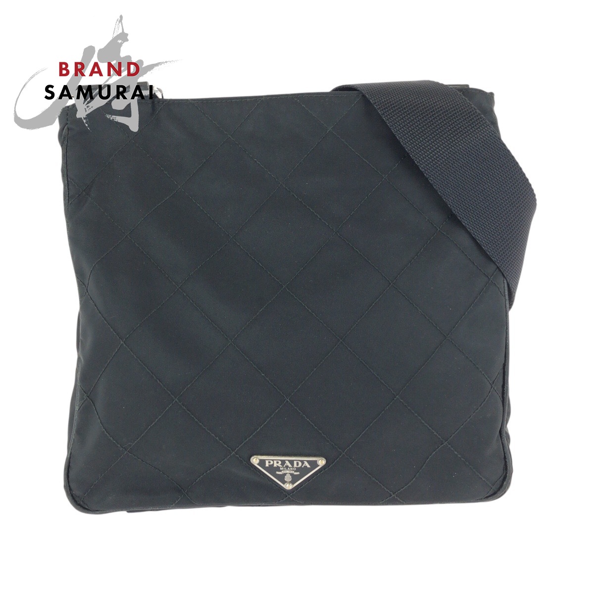 PRADA プラダ テスート ３角形ロゴタイプ一皿 黒いこと 黒 しろがね色金具 ナイロン /なめし革 ショルダーバッグ 伝達人御徒面子  レディース 602136 【中古】
