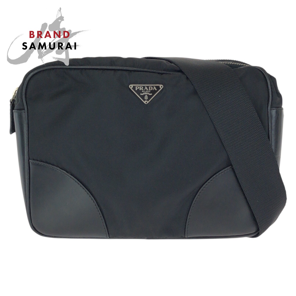 美品 PRADA プラダ テスート ３角形ロゴタイプ一皿 黒いこと 黒 しろがね色金具 ナイロン /なめし革 ショルダーバッグ 伝達人御徒面子 レディース 602167 【中古】